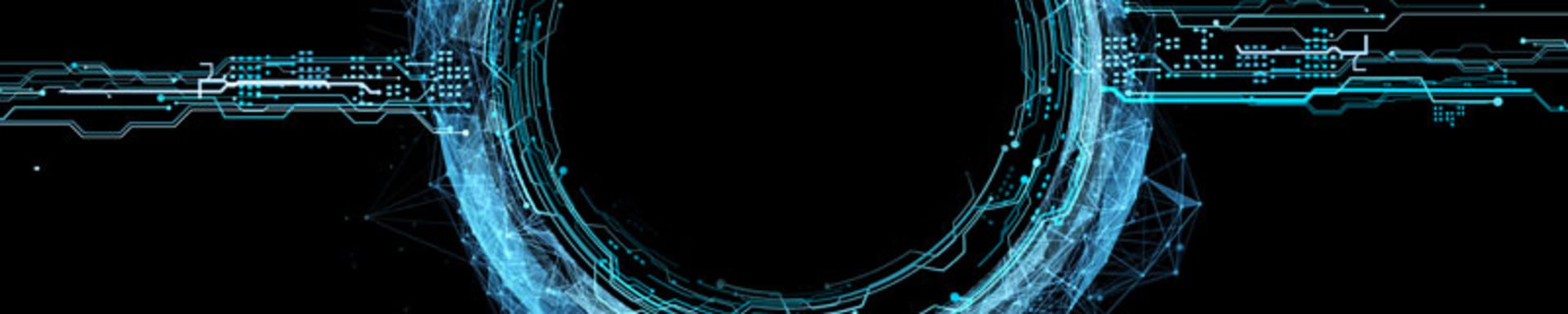 A circular blue light on a black background, emitting a soft glow.