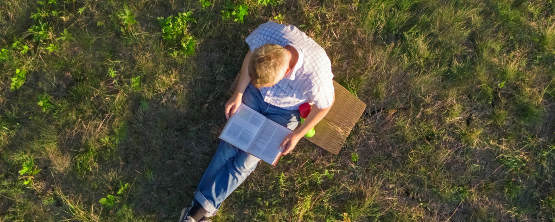 A man reading the news in a garden