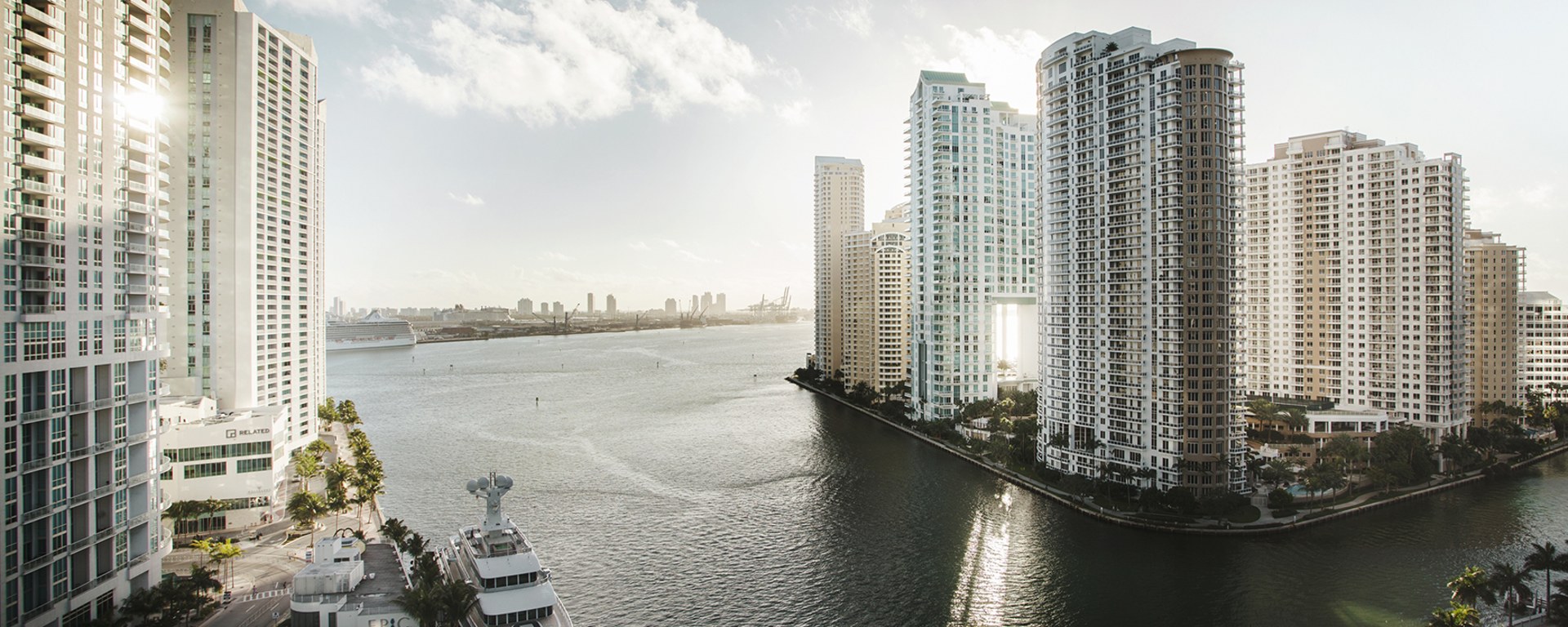 An image of a skyline harbor in miami
