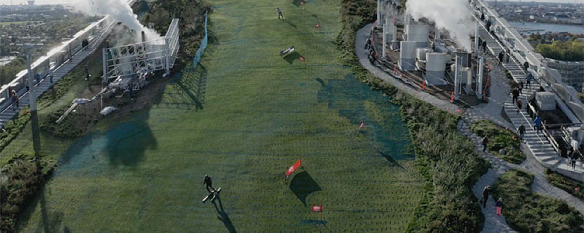 CopenHill Park in Copenhagen - skiing and climbing on a waste incineration plant