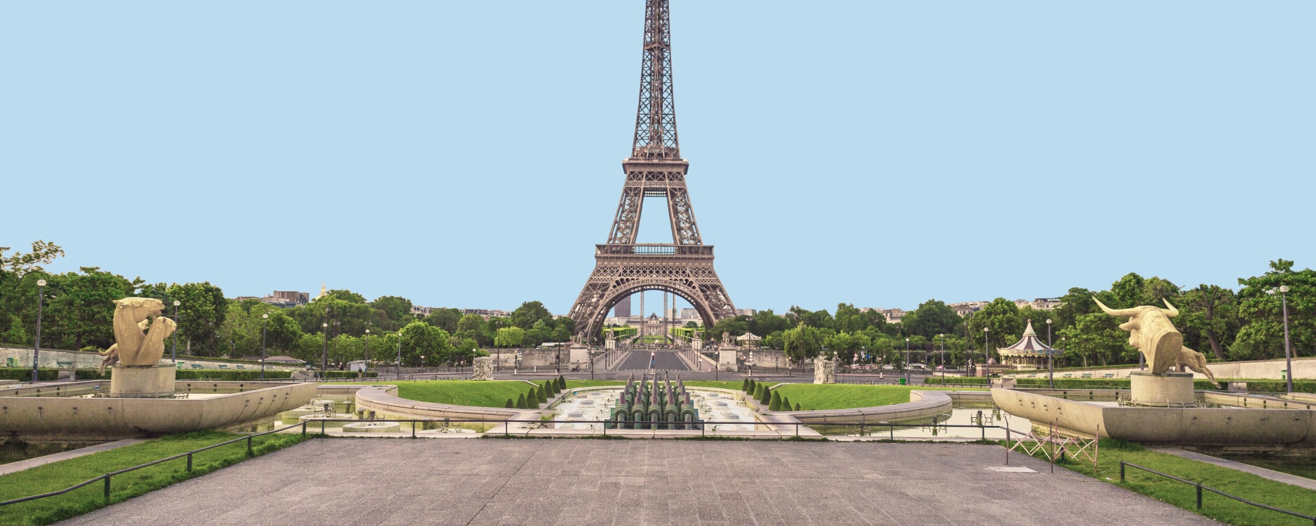 The Eiffel Tower photographed from a square