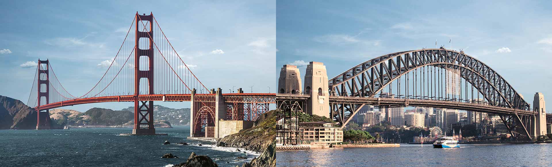 Composite photo of the Brooklyn and Golden Gate Bridges next to each other