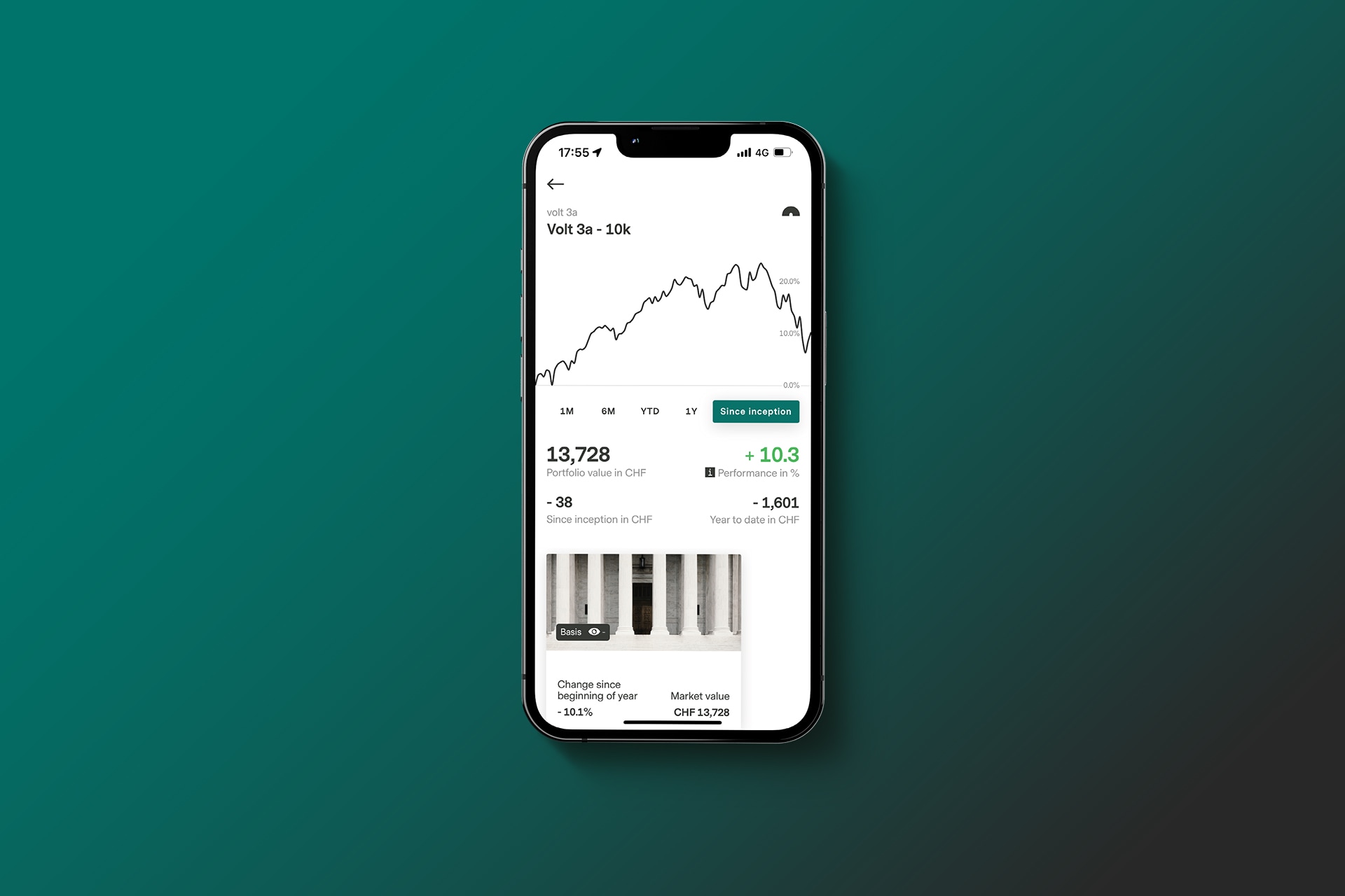 Screenshot der Volt-App, wo Sie in die Säule 3a investieren können.