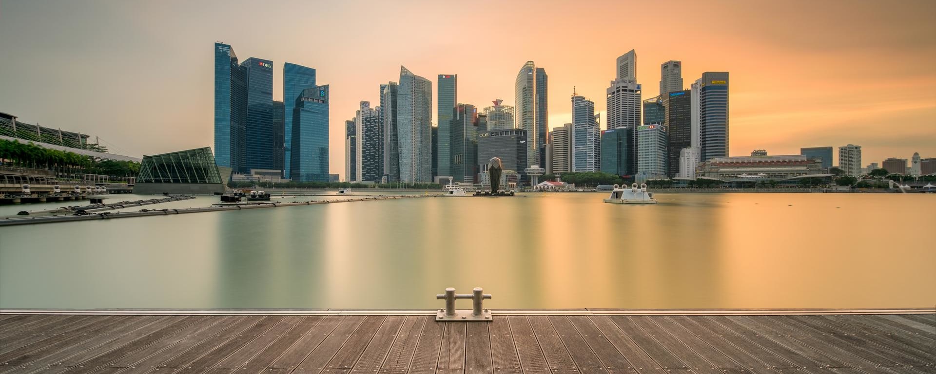 Skyline from Singapore at sunset