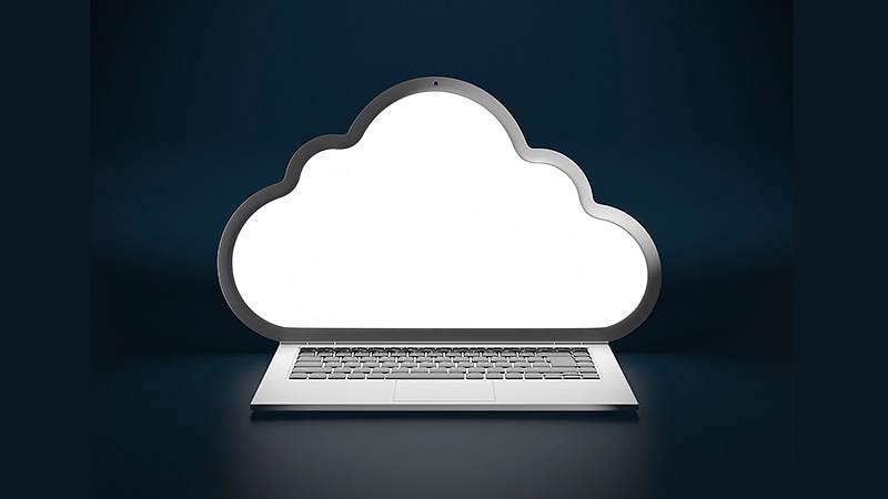 Un'immagine di un laptop e una nuvola.